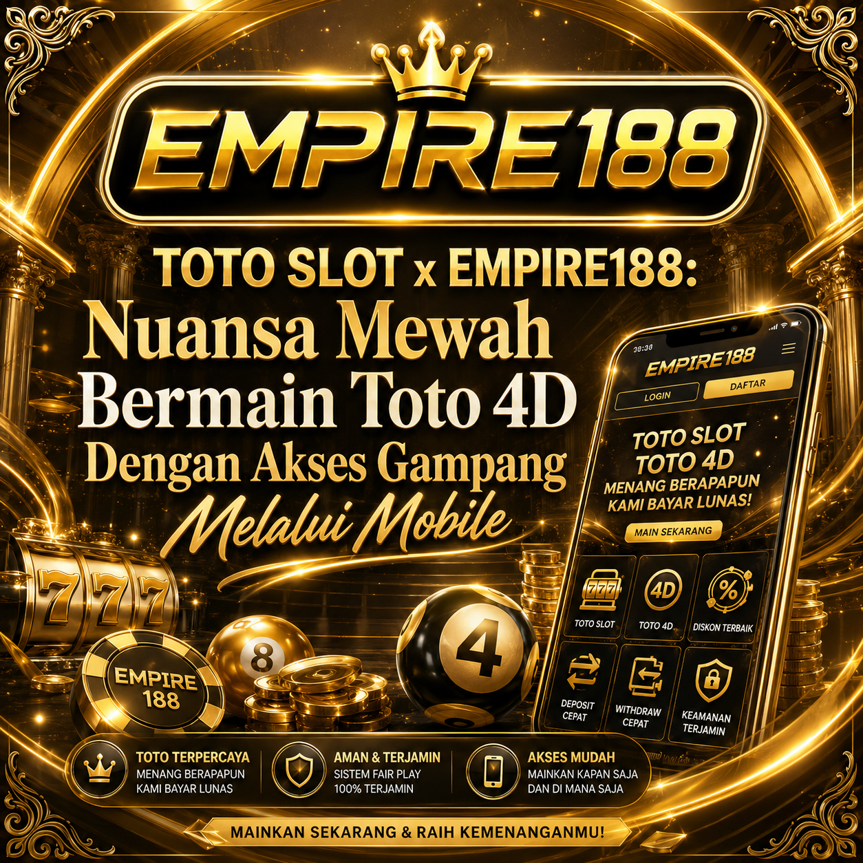 TOTO SLOT x EMPIRE188: Nuansa Mewah Bermain Toto 4D Dengan Akses Gampang Melalui Mobile